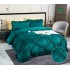 Set Lenjerie de Pat din Catifea, Cu Broderie, 4 Piese, Pat 2 Persoane, Verde Inchis, LCI-050