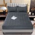 Husă/topper pat 140x200 cu elastic–Catifea moale, model ondulat–Gri inchis, HTC-015