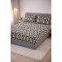 Cearșaf Cocolino cu Elastic 180x200 cm + 2 Fețe de Pernă, Model Geometric Crem-Negru, HC-053