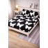 Cearșaf Cocolino cu Elastic 180x200 cm + 2 Fețe de Pernă – Model Fluturi Alb-Negru, HC-048