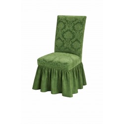 Set 6 Huse de Scaun Cu Volanase, model Jacquard, Verde, HSJ-056