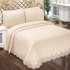 Set Cuvertură de lux Matlasată cu dantelă Elegantă, 6 piese, pat 2 persoane, Bej deschis, CME-004