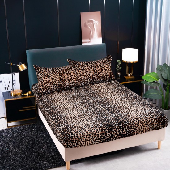 Cearșaf Cocolino cu Elastic 180x200 cm + 2 Fețe de Pernă – Model Leopard, HC-095 3 huse cocolino 199 lei