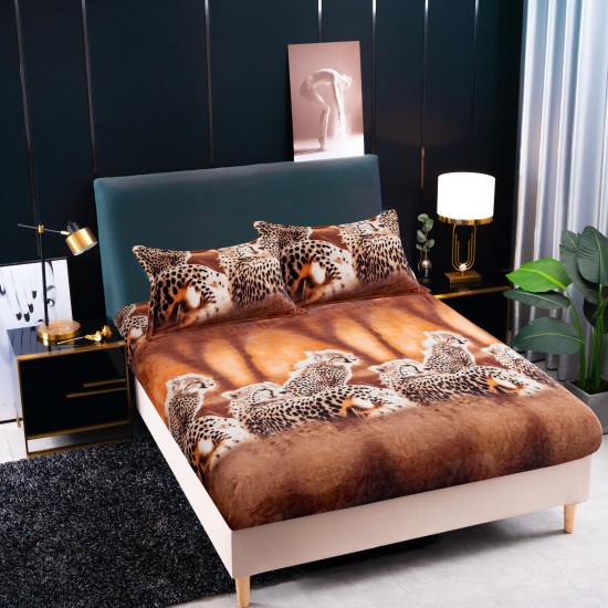 Cearșaf Cocolino cu Elastic 180x200 cm + 2 Fețe de Pernă – Model Leopard Maro, HC-097 3 huse cocolino 199 lei