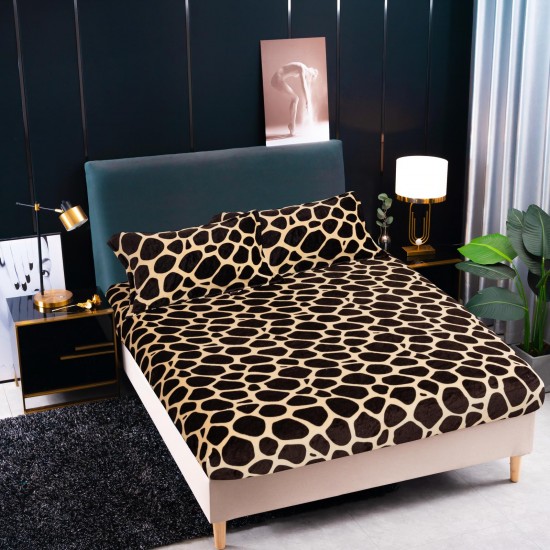Cearșaf Cocolino cu Elastic 180x200 cm + 2 Fețe de Pernă – Model Animal Print Bej-Maro, HC-100 3 huse cocolino 199 lei