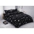 Set Lenjerie Cocolino 4 piese pat dublu cu cearșaf cu elastic – Model Stele Alb pe Negru, LEC-130