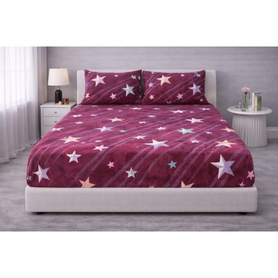 Cearșaf Cocolino cu Elastic + 2 Fețe de Pernă – Model Stele Mov, HDC-001 3 huse cocolino 199 lei