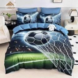 Lenjerie Finet 4 Piese Pat 1 Persoană cu Elastic – Model Fotbal Gol Spectaculos, LOP-011