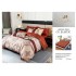 Lenjerie de Pat Dublu Bumbac Satinat Superior, 4 Piese, cu Elastic – Model Oriental Elegant, Bordo & Bej, LDBSE-040