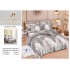 Set Lenjerie de Pat din Finet, 6 Piese, cu 2 Fețe, Pat 2 Persoane – Model Abstract cu Pene, Gri & Bej, LDF-138