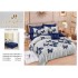 Set Lenjerie de Pat din Finet, 6 Piese, cu 2 Fețe, Pat 2 Persoane – Model Fluturi Eleganți, Alb & Albastru, LDF-137