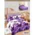 Set Lenjerie de Pat din Finet, 6 Piese, cu 2 Fețe, Pat 2 Persoane – Model Fluturi Mov, Alb & Lila, LDF-105