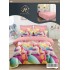 Set Lenjerie de Pat din Finet cu 2 Fețe, 6 Piese, Pat 2 Persoane – Model Unicorn Multicolor Roz, LDF-023