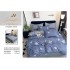 Set Lenjerie de Pat din Finet cu 2 Fețe, 6 Piese, Pat 2 Persoane – Model Stele și Cercuri, Albastru Gri, LDF-103