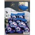 Set Lenjerie de Pat din Finet cu 2 Fețe, 6 Piese, Pat 2 Persoane – Model Fotbal Cosmic, Albastru și Mov, LDF-016