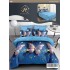 Set Lenjerie de Pat din Finet cu 2 Fețe, 6 Piese, Pat 2 Persoane – Model Fluturi Multicolori, Albastru Elegant, LDF-064