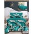 Set Lenjerie de Pat din Finet cu 2 Fețe, 6 Piese, Pat 2 Persoane – Model Marmură Elegantă, Verde Smarald, LDF-042