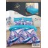Set Lenjerie de Pat din Finet cu 2 Fețe, 6 Piese, Pat 2 Persoane – Model Fluturi Magici, Turcoaz și Mov, LDF-028