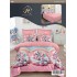 Set Lenjerie de Pat din Finet cu 2 Fețe, 6 Piese, Pat 2 Persoane – Model Unicorn Roz cu Curcubeu, LDF-069