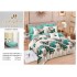 Set Lenjerie de Pat din Finet cu 2 Fețe, 6 Piese, Pat 2 Persoane – Model Fluturi Eleganți, Crem și Turcoaz, LDF-007