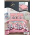 Set Lenjerie Pat Dublu 6 Piese cu Cearșaf cu Elastic din Bumbac Finet – Model Unicorni cu Curcubeu, Multicolor, LDE-037
