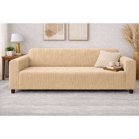 Husa pentru canapea 2 Locuri, model Jacquard, Bej, HCJ-056 Huse Jacquard