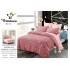 Set Lenjerie Pat Dublu 6 Piese cu Cearșaf cu Elastic, Bumbac Finet – Model cu Steluțe, Roz Pudrat, LDE-110