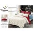 Set Lenjerie de Pat Dublu 6 Piese cu Cearșaf cu Elastic, Bumbac Finet – Model Inimioare, Crem cu Roșu, LDE-105