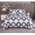 Cuvertură Pat Dublu din Bumbac Satinat cu 2 Fețe de Pernă – Model Geometric Elegant Alb-Negru, OCT-040