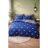 Lenjerie de Pat Dublu 4 Piese din Bumbac Satinat Superior – Model Bleumarin cu Fluturași Albi, LDBS-112