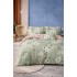 Lenjerie de Pat Dublu 4 Piese din Bumbac Satinat Superior – Model Verde cu Flori Albe, LDBS-199
