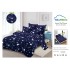 Lenjerie Pat Dublu Finet 4 Piese cu Elastic – Model Stelute Alb pe Bleumarin, LDE-147
