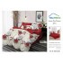 Lenjerie Pat Dublu Finet 6 Piese Roșu și Crem – Model Floral Elegant cu Flori Roșii și Gri, PH-050