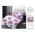 Lenjerie Pat Dublu Finet 6 Piese Mov – Model Flori Lotus Mov pe Fundal Alb, Design Elegant Modern, PH-042