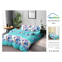 Lenjerie Pat Dublu Finet 6 Piese Turcoaz – Model Sirenă Unicorn și Delfini, CP-PH-069