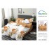 Lenjerie Pat Dublu Finet 6 Piese Alb și Muștar – Model Floral Elegant cu Flori Mari, PH-040
