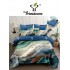 Lenjerie Pat 4 Piese 5D cu Cearșaf Elastic – Model Abstract Verde Smarald & Auriu, LFL-058