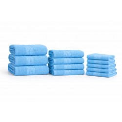 Set 12 Prosoape din Bumbac 100% – Densitate 550 gr/mp, Model Grecesc Premium, 30x50 / 50x90 / 70x130 cm, Blue, PCG-095