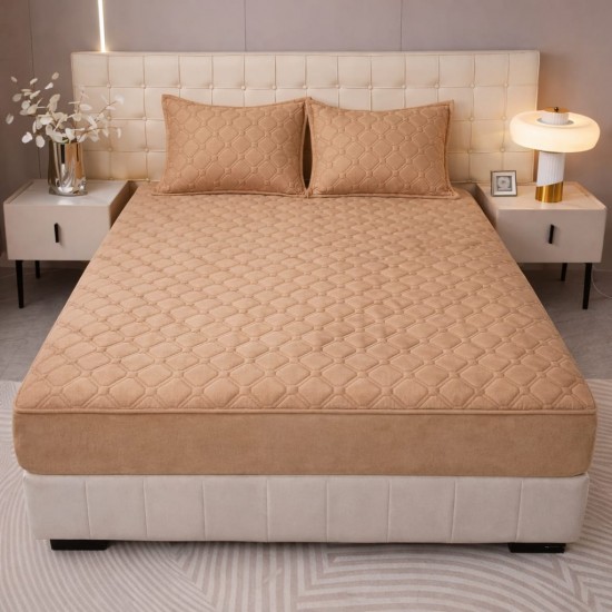 Huse/Topper pentru saltea cu elastic 160x200, Bej, HTC-072 Husa/Topper cu ELASTIC 160-200 cm