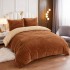 Set Lenjerie Pufoasă Cocolino cu Elastic 4 Piese, Pat Dublu, Maro, Model Dungi Reliefati, LEC-165