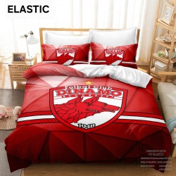 Lenjerie Pat Dublu 6 Piese Finet cu Elastic – Model Dinamo București, Roșu Alb, LDB-002