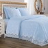 Set Cuvertură de Lux Matlasată Bleu cu Dantelă Elegantă – 6 Piese, Pat Dublu 2 Persoane, CME-013