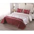 Cuvertură Pat Dublu cu 2 Fețe de Pernă – Bumbac Satinat, Model Floral Bordo Elegant, OCT-012