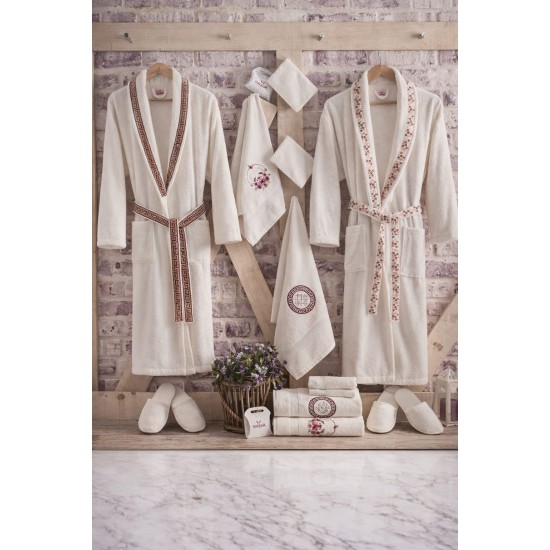 Set Cadou Baie 14 Piese pentru Cuplu – Halate de Baie și Prosoape Elegante, HBC 001 Halate de baie