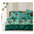 Lenjerie de Pat Dublu 4 Piese din Bumbac Satinat Superior – Model Fluturi Multicolori Verde Smarald, LDBS-257