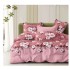Lenjerie de Pat Dublu 4 Piese din Bumbac Satinat Superior – Model Floral Elegant Roz, LDBS-036