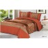 Cuvertură Pat Dublu 3 Piese Catifea Matlasată 230x250 cm + 2 Fețe Pernă – Model Elegant Portocaliu Maro, CCV-031