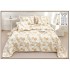 Set Cuvertură Pat 5 Piese Bumbac cu In 230x250 cm – Model Floral Bej Auriu Elegant, CBI-028