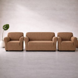 Huse Elastice Canapea 3 locuri și 2 Fotolii din Lycra – Maro Cappuccino, HCL-002