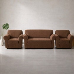 Huse Elastice Canapea 3 locuri și 2 Fotolii din Lycra – Maro Ciocolată, HCL-003